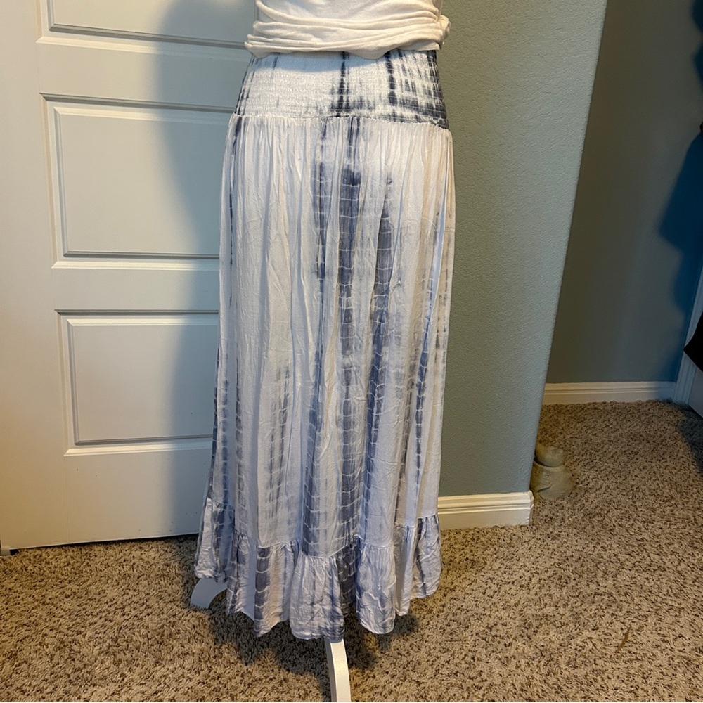 Blue Island Blue and White Tie-Dye Beachy Maxi Skirt - S - Picture 5 of 7